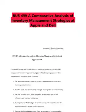 BUS 499 A Comparative Analysis of Inventory Management Strategies at Apple and Dell