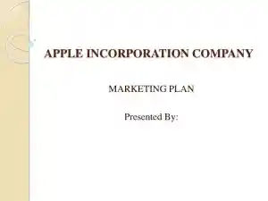 APPLE INCORPORATION COMPANY MARKETING PLAN