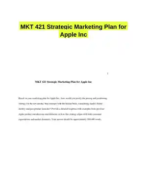 MKT 421 Strategic Marketing Plan for Apple Inc