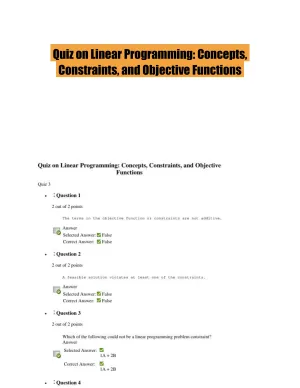 Quiz on Linear Programming: Concepts, Constraints, and Objective Functions