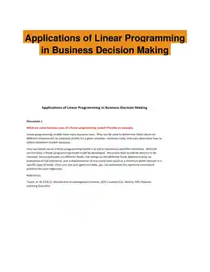 Applications of Linear Programming in Business Decision Making