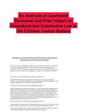 An Analysis of Courtroom Personnel and Their Impact on Procedural and Substantive Law in the Criminal Justice System
