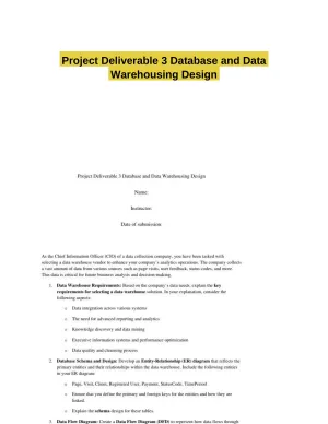 Project Deliverable 3 Database and Data Warehousing Design