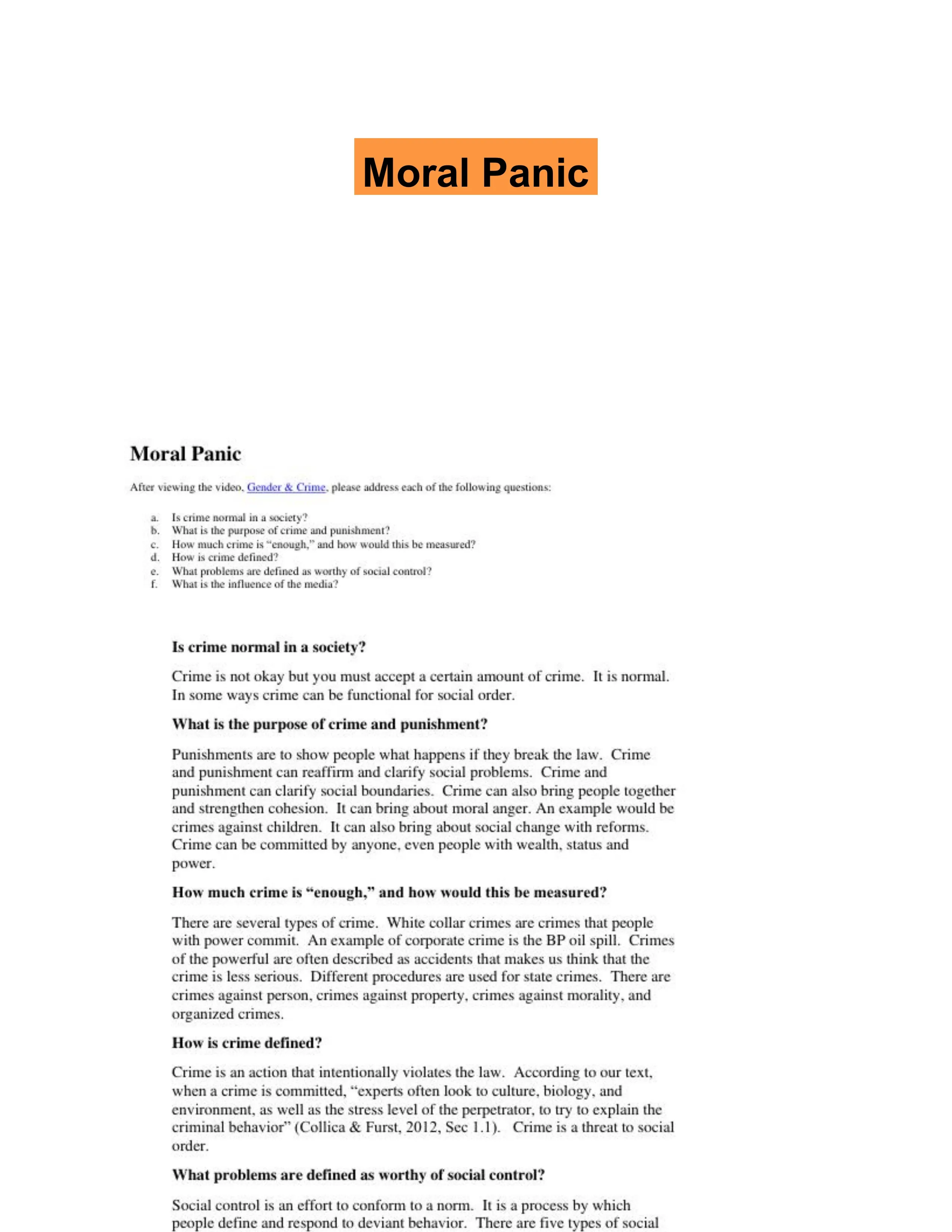 Moral Panic