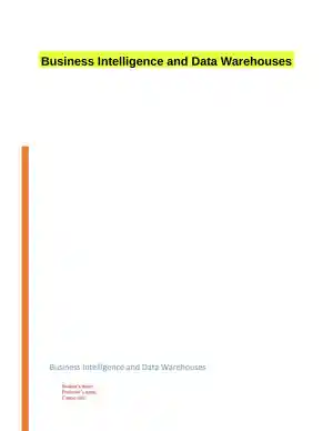 Business Intelligence and Data Warehouses