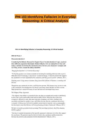 PHI 103 Identifying Fallacies in Everyday Reasoning: A Critical Analysis