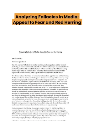 Analyzing Fallacies in Media: Appeal to Fear and Red Herring