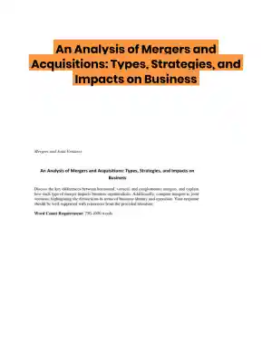 An Analysis of Mergers and Acquisitions: Types, Strategies, and Impacts on Business