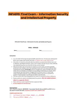 INFA610: Final Exam - Information Security and Intellectual Property