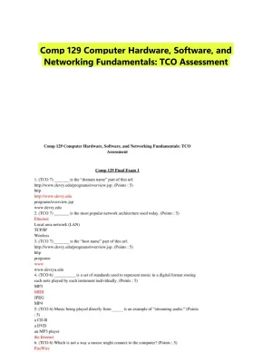 Comp 129 Computer Hardware, Software, and Networking Fundamentals: TCO Assessment