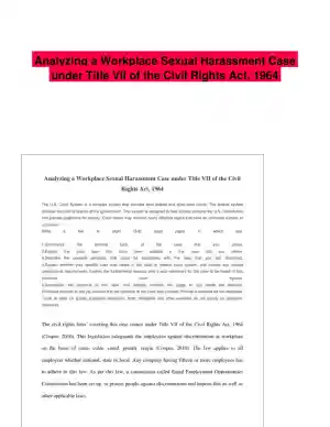 Analyzing a Workplace Sexual Harassment Case under Title VII of the Civil Rights Act, 1964