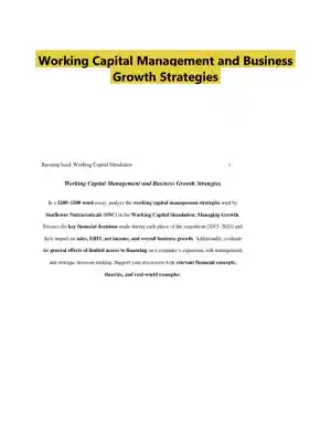 Working Capital Management and Business Growth Strategies