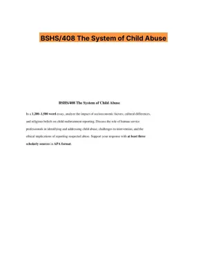 BSHS/408 The System of Child Abuse