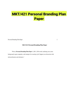 MKT/421 Personal Branding Plan Paper