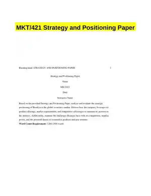 MKT/421 Strategy and Positioning Paper