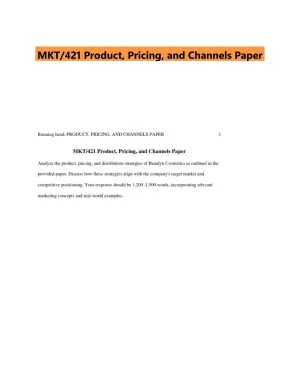 MKT/421 Product, Pricing, and Channels Paper
