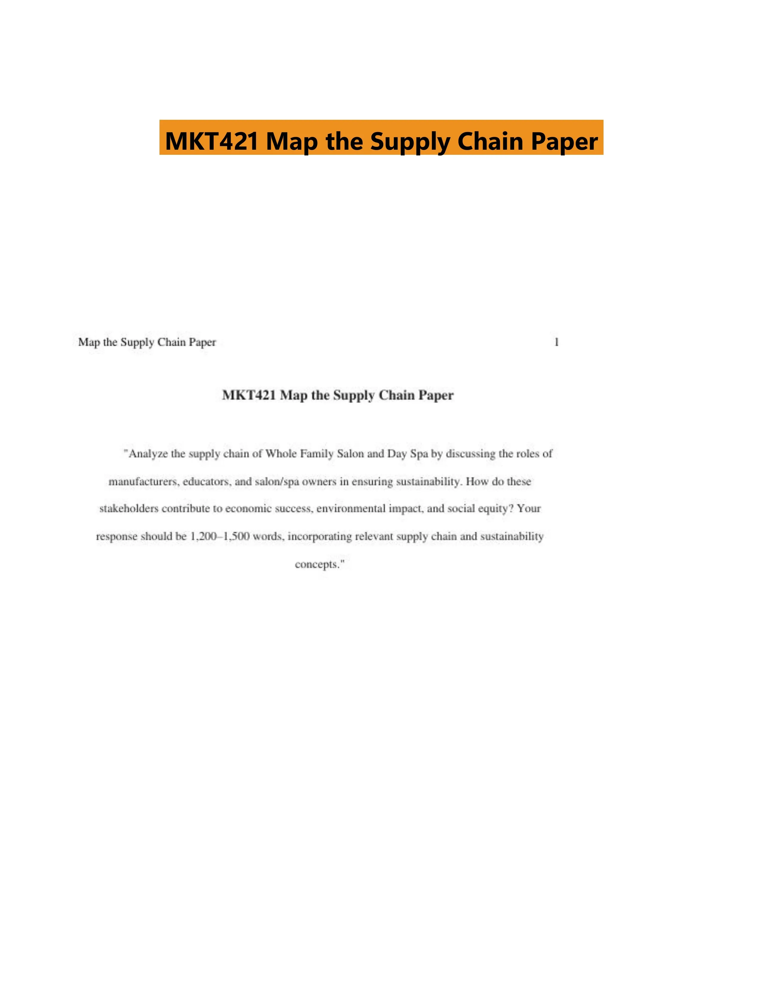 MKT421 Map the Supply Chain Paper