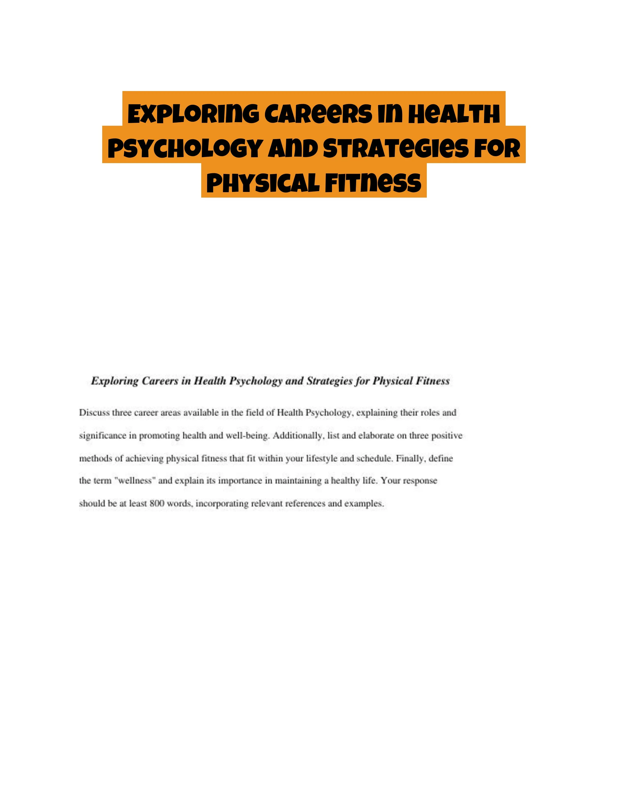 Exploring Careers in Health Psychology and Strategies for Physical Fitness