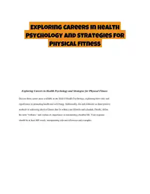 Exploring Careers in Health Psychology and Strategies for Physical Fitness