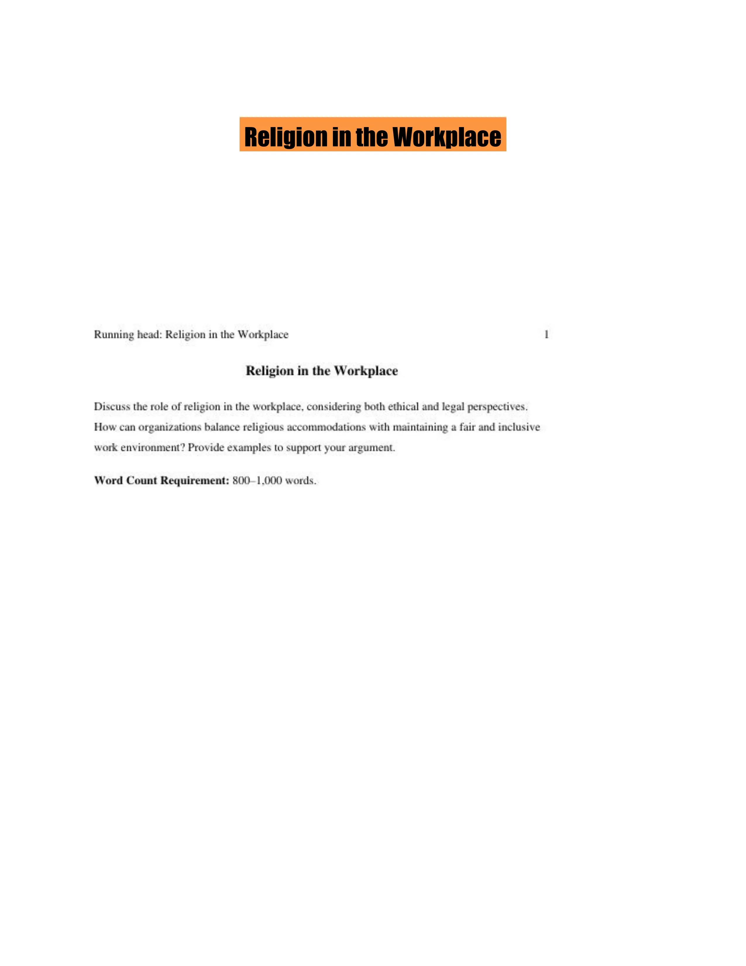 Religion in the Workplace