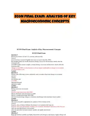 ECON Final Exam: Analysis of Key Macroeconomic Concepts