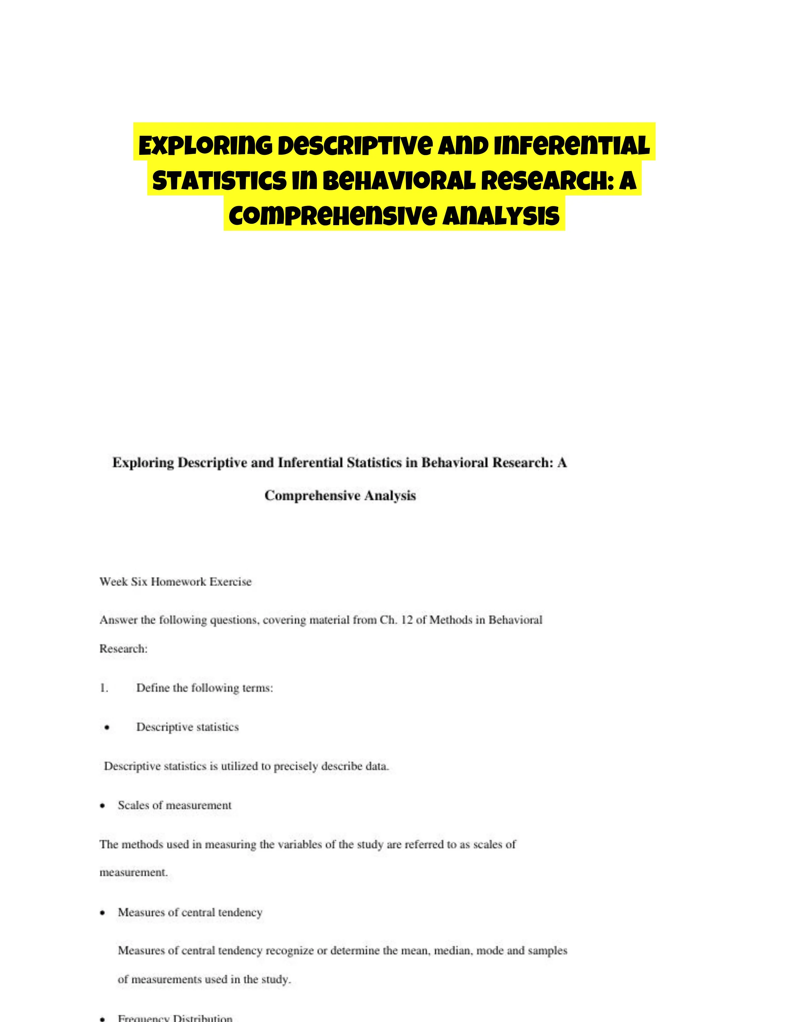 Exploring Descriptive and Inferential Statistics in Behavioral Research: A Comprehensive Analysis