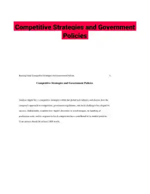 Competitive Strategies and Government Policies