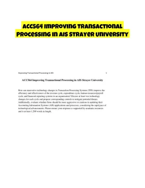 ACC564 Improving Transactional Processing in AIS Strayer University