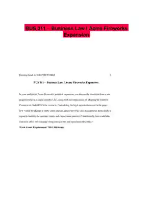 BUS 311 � Business Law I Acme Fireworks Expansion