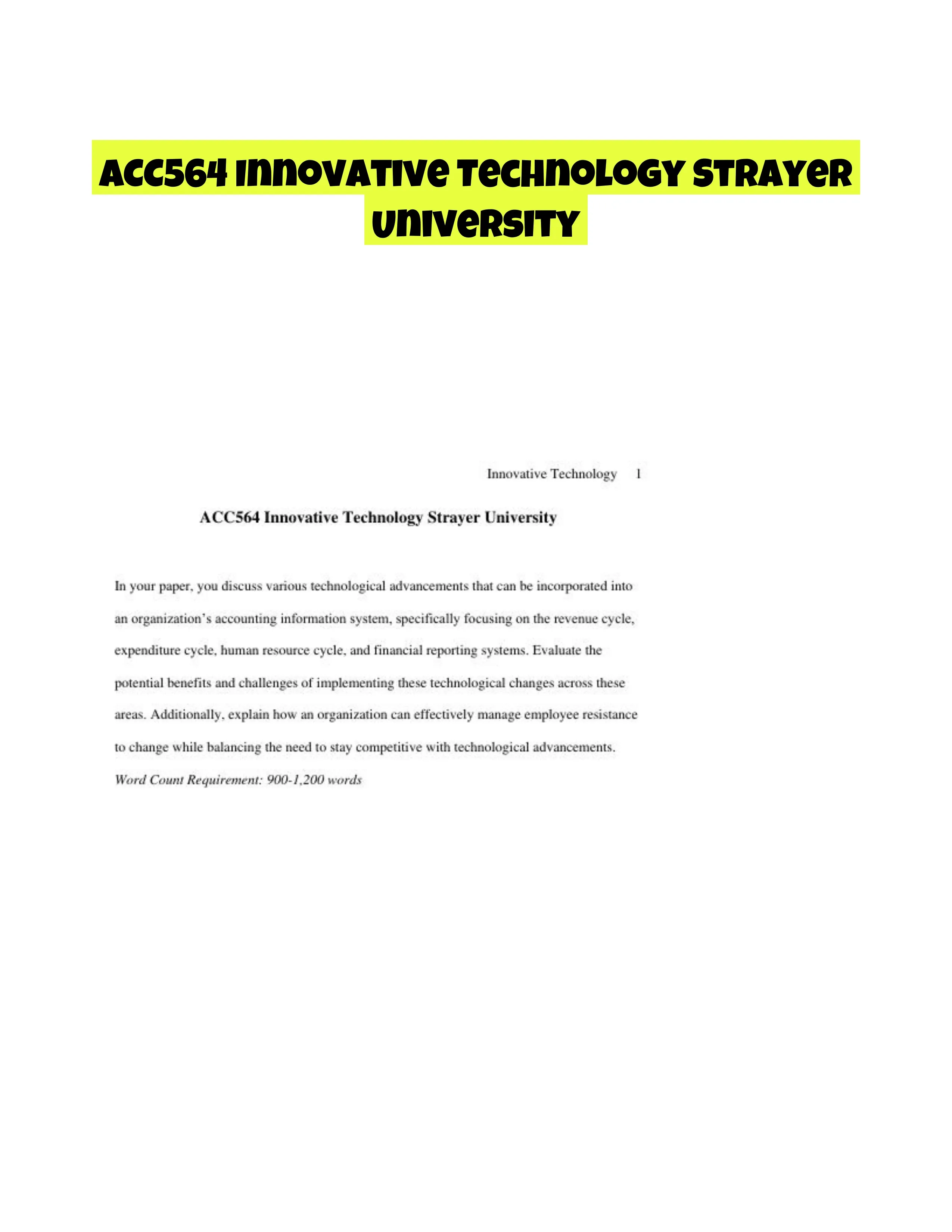 ACC564 Innovative Technology Strayer University