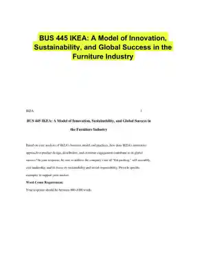 BUS 445 IKEA: A Model of Innovation, Sustainability, and Global Success in the Furniture Industry