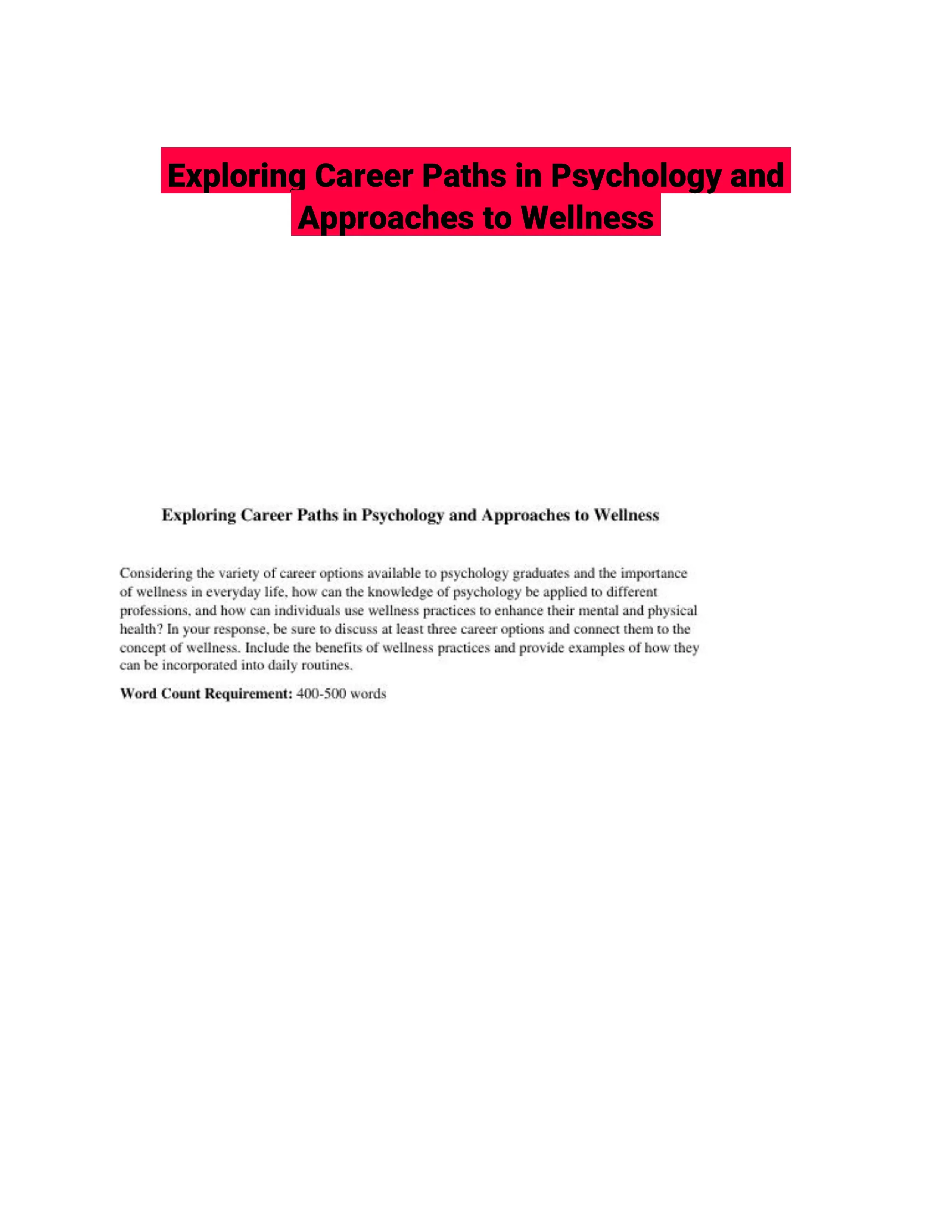 Exploring Career Paths in Psychology and Approaches to Wellness