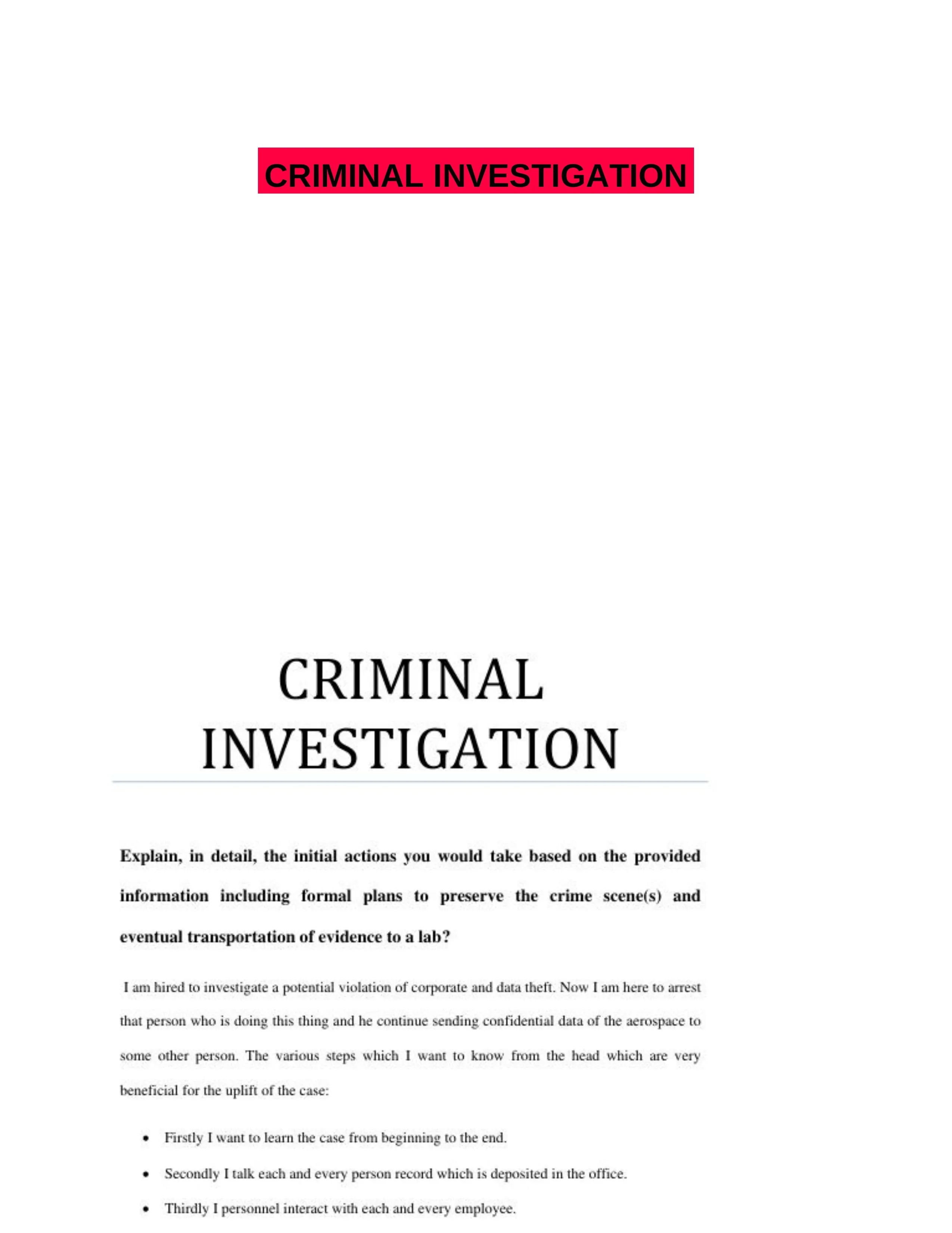 CRIMINAL INVESTIGATION