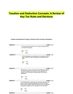 Taxation and Deduction Concepts: A Review of Key Tax Rules and Elections