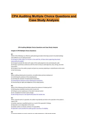 CPA Auditing Multiple Choice Questions and Case Study Analysis