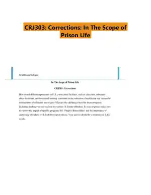 CRJ303: Corrections: In The Scope of Prison Life