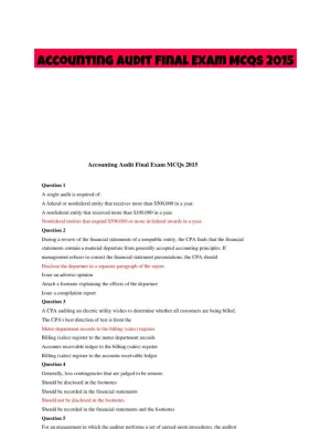 Accounting Audit Final Exam MCQs 2015