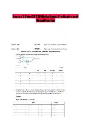 Lesson 3 Quiz: IST 230 Digital Logic, Predicates, and Quantification