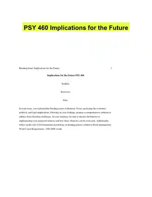PSY 460 Implications for the Future
