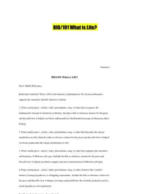 BIO/101 What is Life?