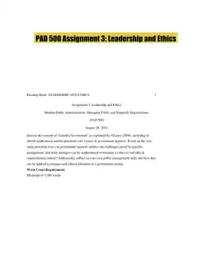 PAD 500 Assignment 3: Leadership and Ethics