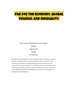 PAD 540 The Economy, Global Finance, and Inequality