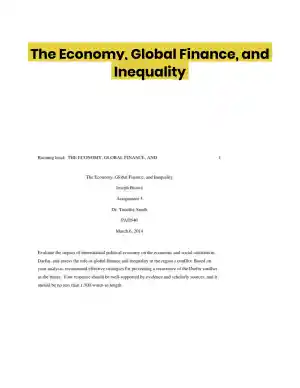 The Economy, Global Finance, and Inequality