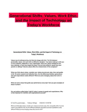 Generational Shifts: Values, Work Ethic, and the Impact of Technology on Today's Workforce