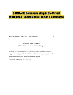 COMM/470 Communicating in the Virtual Workplace : Social Media Tools in E-Commerce