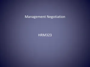 Management Negotiation - HRM323