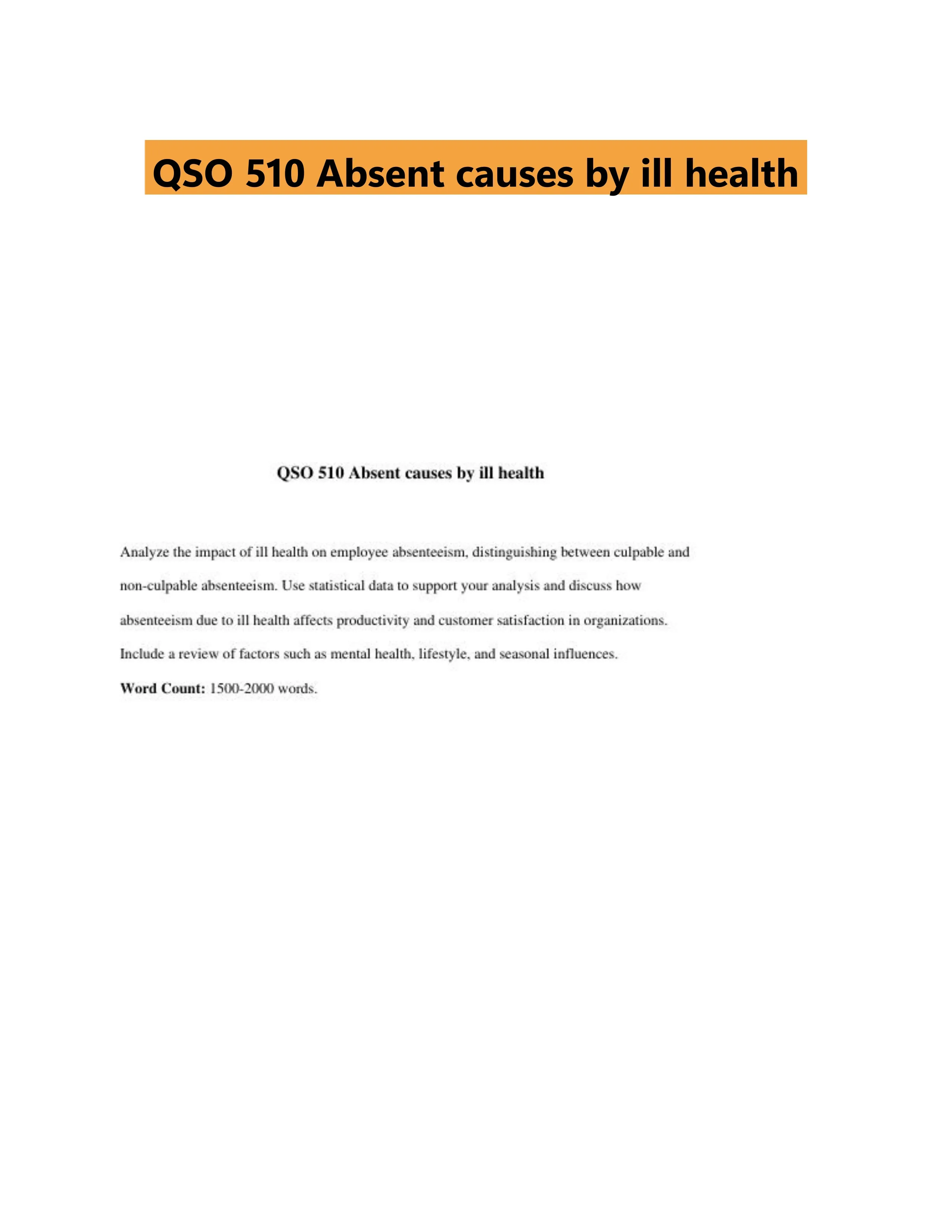 QSO 510 Absent causes by ill health