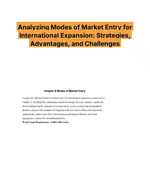 Analyzing Modes of Market Entry for International Expansion: Strategies, Advantages, and Challenges