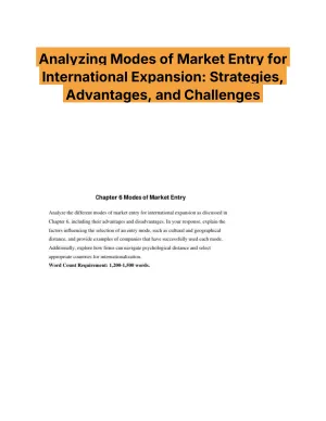 Analyzing Modes of Market Entry for International Expansion: Strategies, Advantages, and Challenges