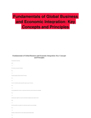 Fundamentals of Global Business and Economic Integration: Key Concepts and Principles